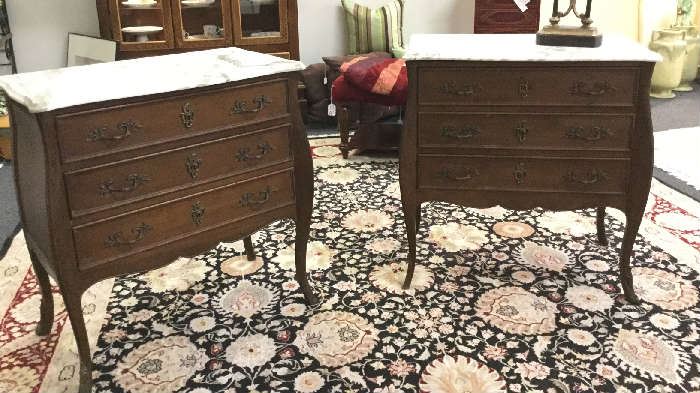 French marble top commodes