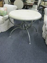 Fossil stone top accent table