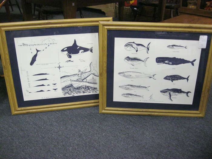 Pr. framed whaling prints
