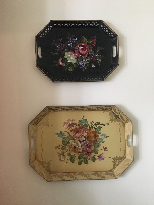 Antique floral trays