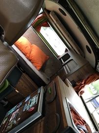 Green Volkswagen Bus interior