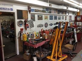 Shop tools and wall decor license plates