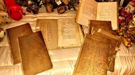 we found these today, they had been hidden under a bed for years. There are three boxes of books that have writing on a daily, weekly and monthly ledger...very interesting!