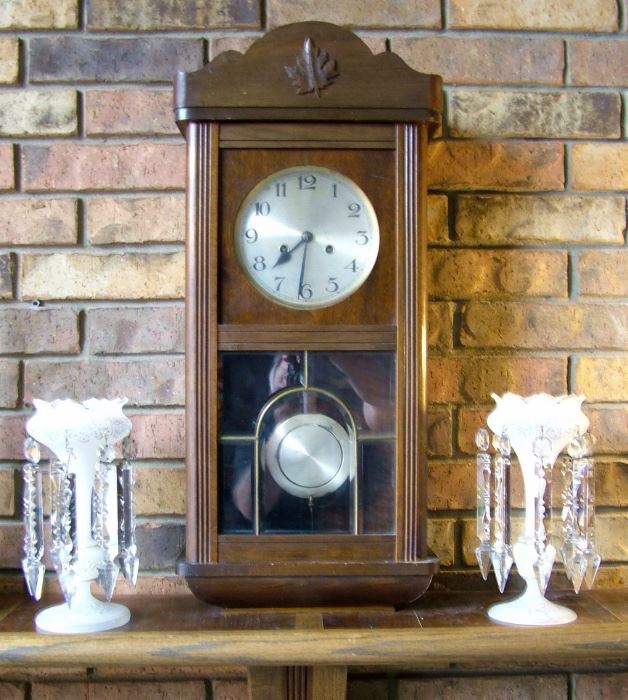 Antique German Wall clock in Walnut keeps perfect time