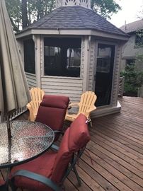 PATIO FURNITURE-TABLE WITH UMBRELLA AND CHAIRS