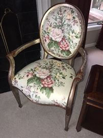 FLORAL CHAIR WITH GOLDEN PAINTED WOOD