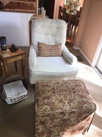 SIDE CHAIR , SMALL TABLE AND OTTOMAN