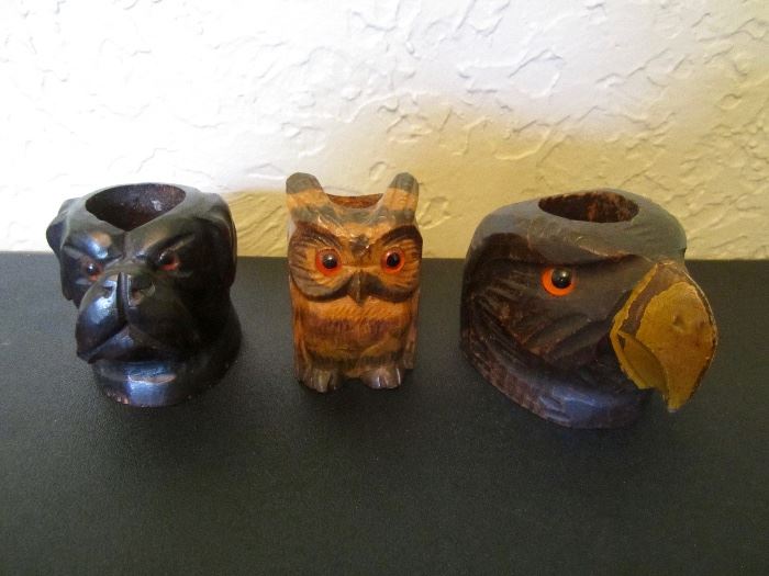 hand painted match holders w/ glass eyes