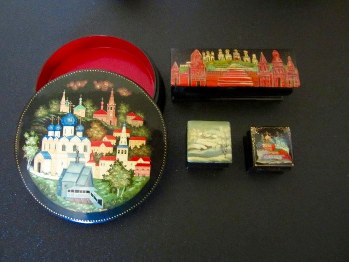 Hand painted from squirrel eyelashes - Russian snuff boxes
