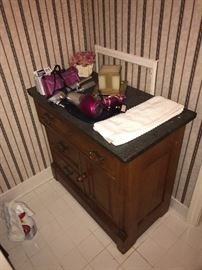 ANTIQUE WASHSTAND WITH MARBLE TOP