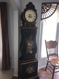 WOODEN PAINTED WITH FRUIT FLOOR CLOCK CABINET