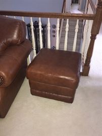 ITALIAN LEATHER JAMES COGNAC OTTOMAN