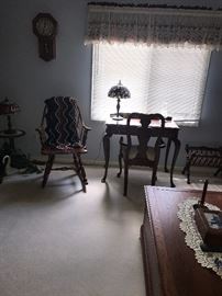 CHIPPENDALE STYLE SMALL WOODEN DESK AND CHAIR