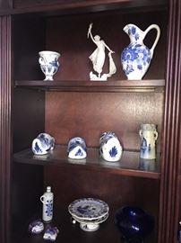 HUGE COLLECTION OF BLUE POTTERY INCLUDING DELFT BLUE POTTERY , ROYAL DELFT, BLUE DANUBE POTTERY