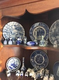 HUGE COLLECTION OF BLUE POTTERY INCLUDING DELFT BLUE POTTERY , ROYAL DELFT, BLUE DANUBE POTTERY