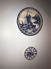 HUGE COLLECTION OF BLUE POTTERY INCLUDING DELFT BLUE POTTERY , ROYAL DELFT, BLUE DANUBE POTTERY