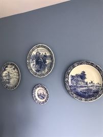 HUGE COLLECTION OF BLUE POTTERY INCLUDING DELFT BLUE POTTERY , ROYAL DELFT, BLUE DANUBE POTTERY