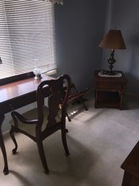 CHIPPENDALE STYLE SMALL WOODEN DESK AND CHAIR