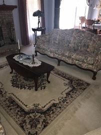 QUEEN ANNE STYLE FLORAL SOFAS WITH MAHOGANY CLAW AND BALL FEET