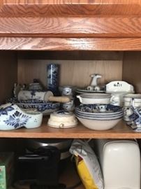 UGE COLLECTION OF BLUE POTTERY