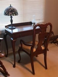 CHIPPENDALE STYLE SMALL WOODEN DESK AND CHAIR