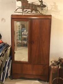 ANTIQUE MAHOGANY WARDROBE WITH MIRROR