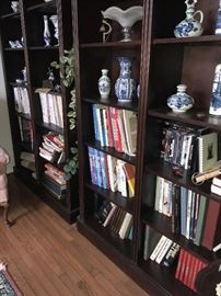 TALL CHERRY WOOD BOOKSHELVES / OPEN FACE SHELVING UNITS