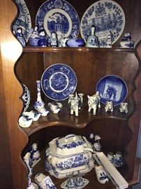 HUGE COLLECTION OF BLUE POTTERY INCLUDING DELFT BLUE POTTERY , ROYAL DELFT, BLUE DANUBE POTTERY