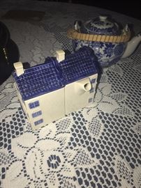 HUGE COLLECTION OF BLUE POTTERY INCLUDING DELFT BLUE POTTERY , ROYAL DELFT, BLUE DANUBE POTTERY