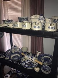 HUGE COLLECTION OF BLUE POTTERY