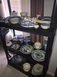 HUGE COLLECTION OF BLUE POTTERY