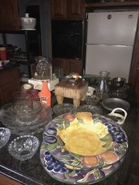 TONS OF KITCHENWARE, GLASSWARE, COOPER POTS, SILVERWARE, CHINA SETS, COOKWARE, BAKEWARE AND SMALL APPLIANCES