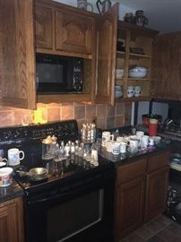 TONS OF KITCHENWARE, GLASSWARE, COOPER POTS, SILVERWARE, CHINA SETS, COOKWARE, BAKEWARE AND SMALL APPLIANCES