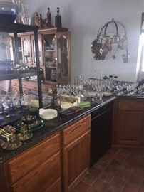 TONS OF KITCHENWARE, GLASSWARE, COOPER POTS, SILVERWARE, CHINA SETS, COOKWARE, BAKEWARE AND SMALL APPLIANCES