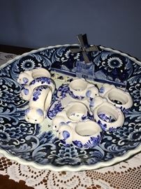 HUGE COLLECTION OF BLUE POTTERY INCLUDING DELFT BLUE POTTERY , ROYAL DELFT, BLUE DANUBE POTTERY