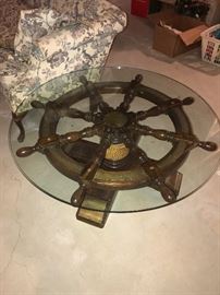 NAUTICAL SHIP WHEEL TABLE