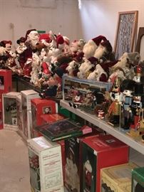 TONS OF CHRISTMAS DECORATIONS, VINTAGE ORNAMENTS, NATIVITY SET, LOTS OF ANIMATED CHRISTMAS FIGURES LIGHTS, ORNAMENTS, CHRISTMAS GARLAND