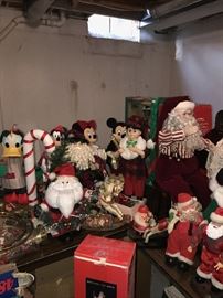 TONS OF CHRISTMAS DECORATIONS, VINTAGE ORNAMENTS, NATIVITY SET, LOTS OF ANIMATED CHRISTMAS FIGURES LIGHTS, ORNAMENTS, CHRISTMAS GARLAND