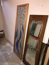 ANTIQUE MIRRORS, LEAD GLASS DOOR