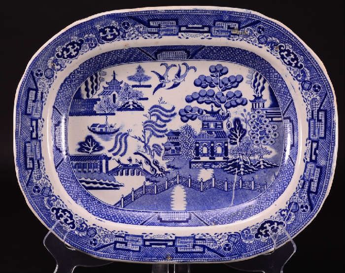 Lot 1: Stafford Stone China Blue Willow Platter