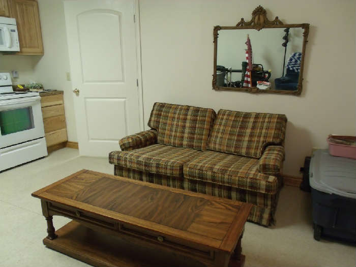 Antique Mirror, Loveseat, Coffee Table