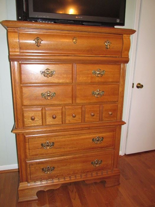 Tall Solid Oak Chest Of Drawers