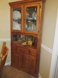 Solid Oak Corner Hutch With Glass Doors
