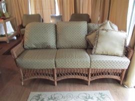 Indoor/Outdoor Vinyl Wicker Sofa With Custom Cushions