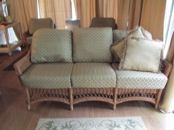 Indoor/Outdoor Vinyl Wicker Sofa With Custom Cushions