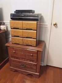 Nightstand And VHS Organizer With VHS Movies