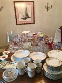Mikasa china, antique pieces, crystal serveware