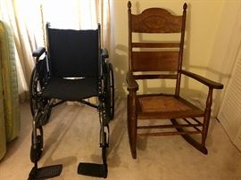 Nice wheelchair and antique rocker