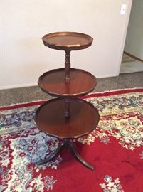 Antique mahogany three tier pie crust table Duncan Phyfe 
