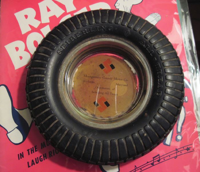 Seiberling All-Tread Tire Ashtray, Montgomery County Motor Co Rockville, Maryland